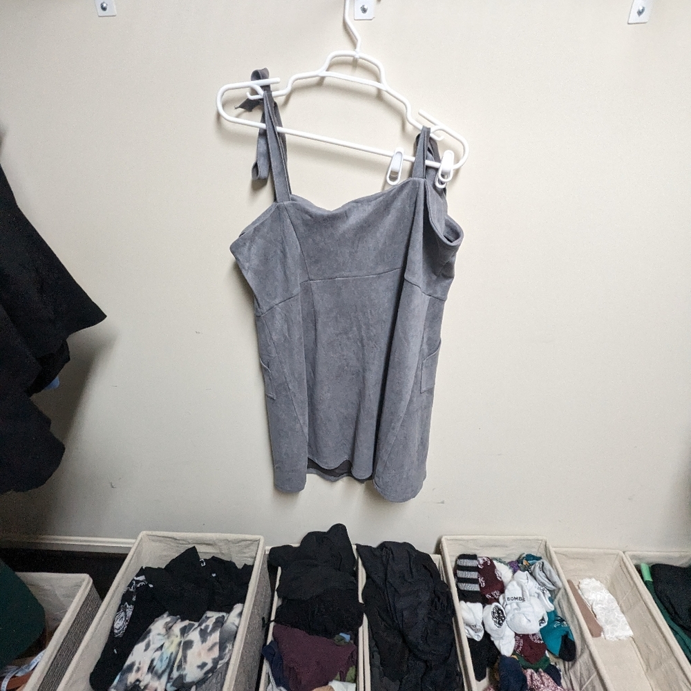 💖HP💖 Allegra K Women's Casual Overall Dress Button Down Faux Suede - Picture 10 of 10